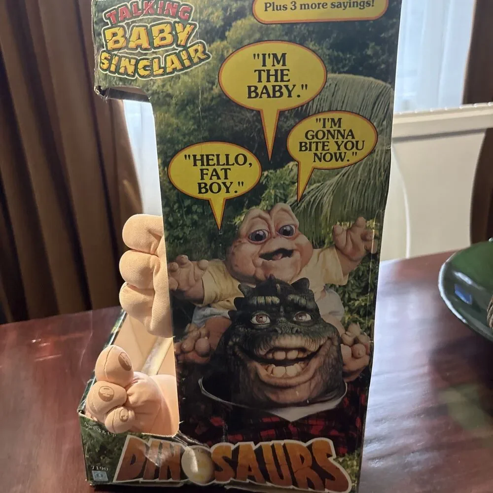 VINTAGE 1991 HASBRO TALKING BABY SINCLAIR DINOSAUR PLUSH IN ORIGINAL BOX - TALKS